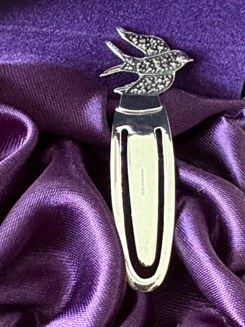 ARI D. NORMAN 925 English STERLING SILVER Marcasite Swallow Bookmark.